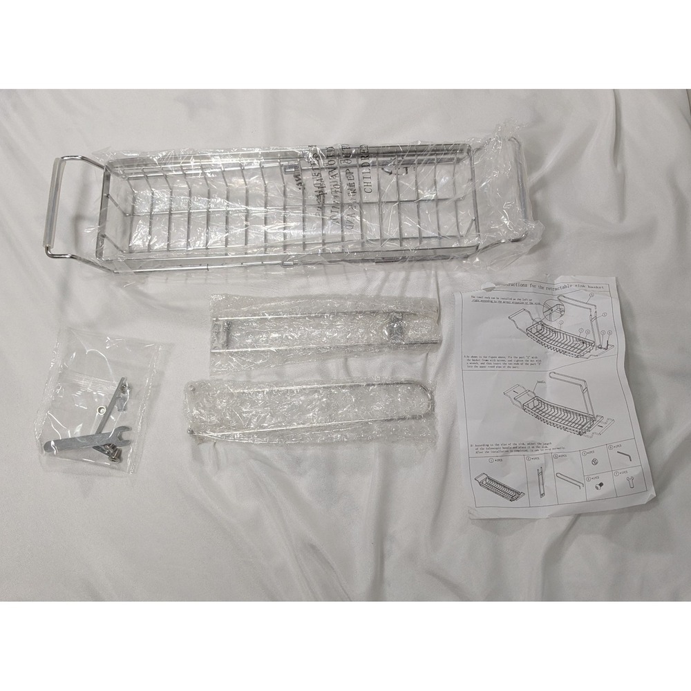 Retractable Sink Basket For‎ Extra Storage Silver Open Box